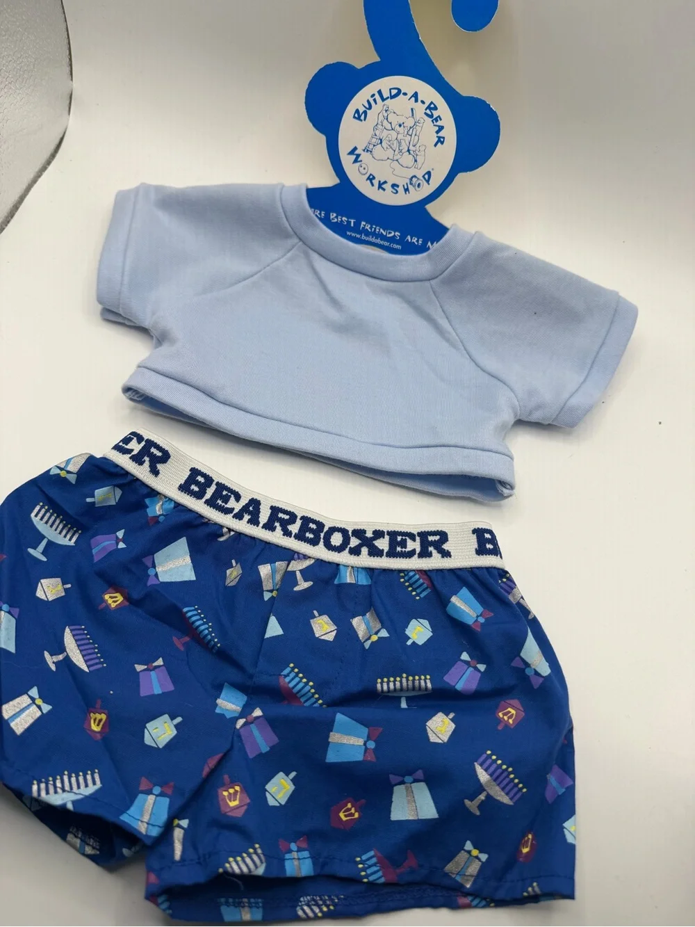 2000s Build-A-Bear Hanukkah Pajamas Printed Shorts Set Retired Stuffed Animal